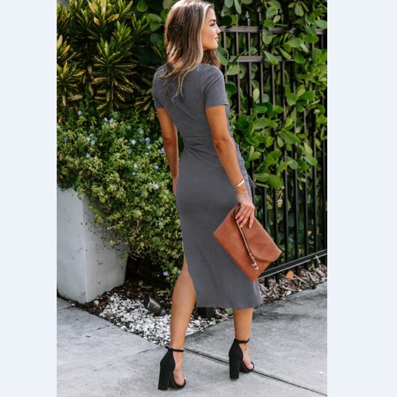 Ribbed Tie Front Dress - Picture 6 of 12